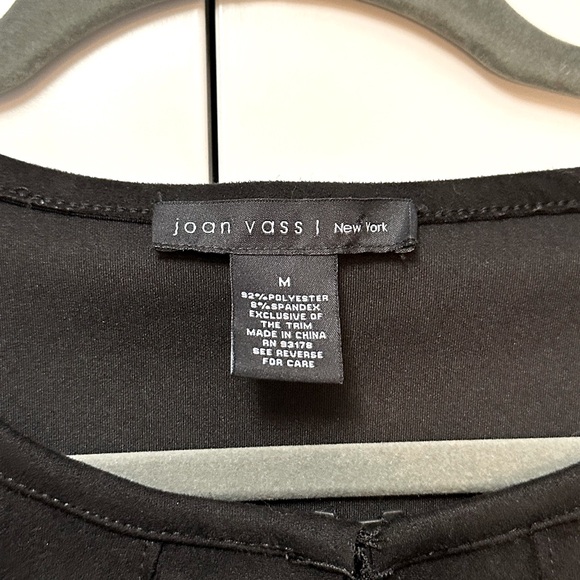 Black Microsuede Open Front Jacket With Lace Front Edge Joan Vassi New York MED - Picture 3 of 4